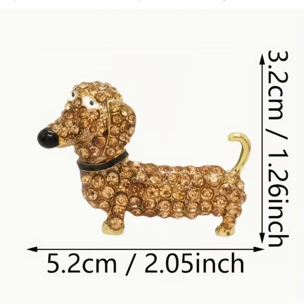 Betsey Johnson Pink Crystal Dog Brooch / Pendant Gold Tone - Picture 2 of 2
